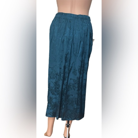 Band of the Free Skirt S Deep Teal Silky Draped Midi Floral Boho New - Picture 3 of 6